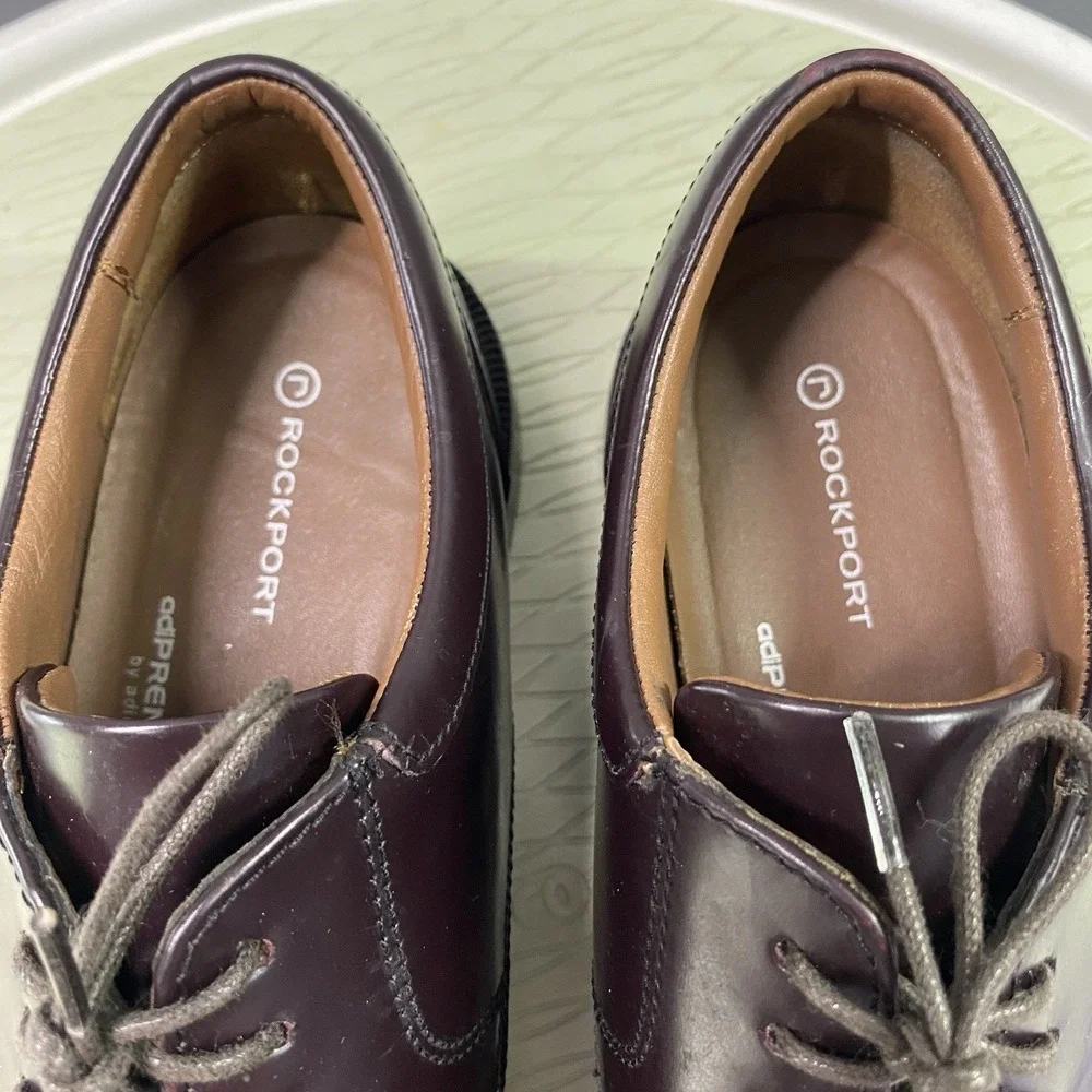 Rockport Men's Fair Oak Bike Toe Leather Oxfords Dress shoes Brown Mahogany 8.5M